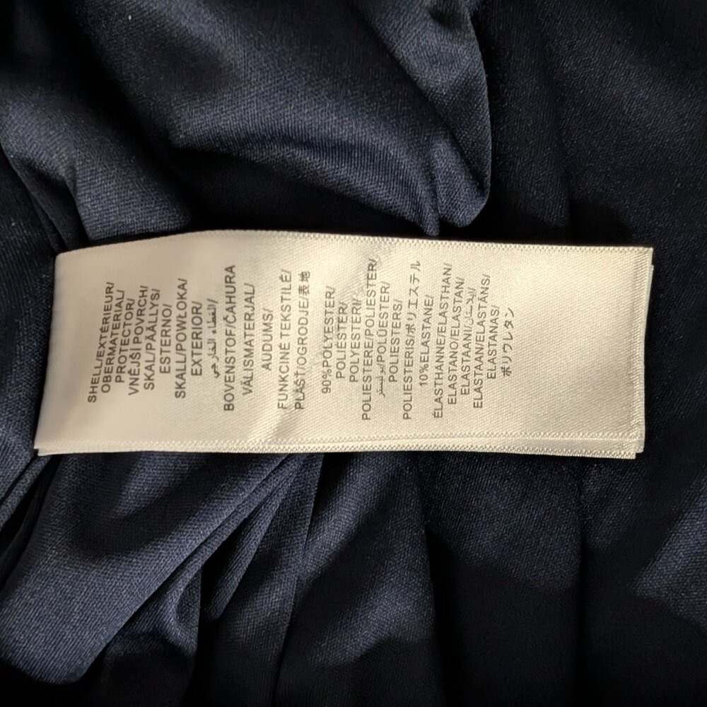 Navy Blue Velvet High-Low Dress Ruched V-Neck Wedding Guest Formal Cocktail Sz 8 - Picture 10 of 13